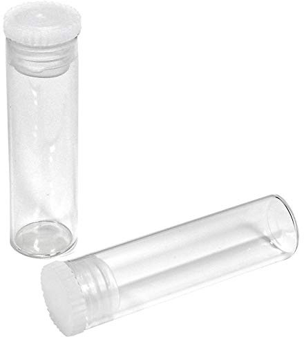 MV-Versand 100 Stück Flachbodengläser 50 x Ø14mm, klar, für Globuli, Pulver, Testsätzel, feste Substanzen, inklusive Stopfen