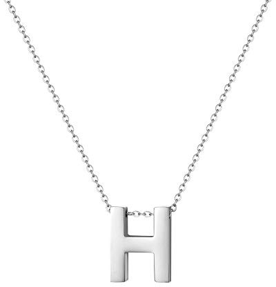 JewelryWe Damen Kette mit Buchstaben A-Z Anhänger, Edelstahl Alphabet Halskette Buchstabenkette mit Buchstabenanhänger für Frau Mädchen, Silber