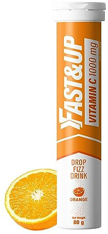 Fast&Up Vitamin C 1000 mg - High Strength - Helps Build Strong Immune System - 20 Effervescent Tablets - One Daily - Orange Flavour