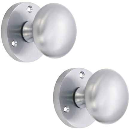 Infinity Decor Satin Chrome Victorian Style Round Mortice Door Knobs Pair 52mm - Sprung Pull Handles Set for Internal and External Doors