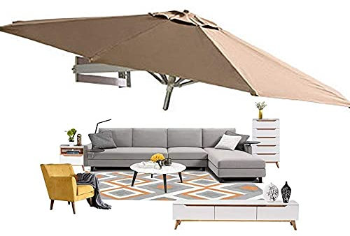 Sywlwxkq Parasol Umbrella Indoor Wall-Mounted Umbrella, Living Room, Dining Room Furniture Decor, Heavy-Duty Large Protective Cover with Zipper, 8.2ft Khaki