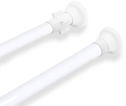 MERCURY TEXTIL- Barra extensible de tensión telescópica, Ajustable de Aluminio, porta visillos sin taladros ni tornillos ideal para baño, ropero, Ventana, Armario y Cocina (Blanco 110-200cm)