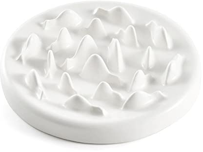 Koomiao Gamelle Anti Glouton Chien Chat, Céramique Gamelle d'alimentation Lente pour Chat Anti-Vomissements Anti-dérapante Fun Interactive Nourrir Les Chats Une Digestion Lente (Blanc)