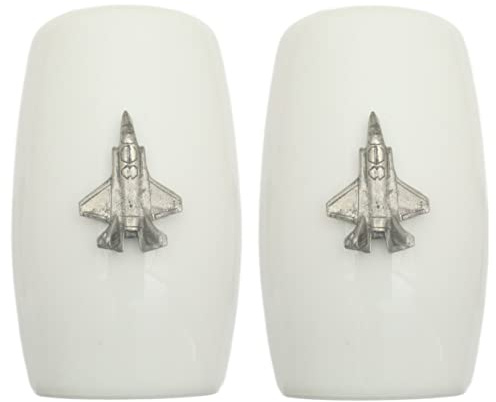 Stealth Bomber China Salt and Pepper Shakers Cruet Set Modern White CSP 349