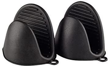 Mini manique en silicone épais résistant à la chaleur pour pâtisserie, cuisine, barbecue (noir)