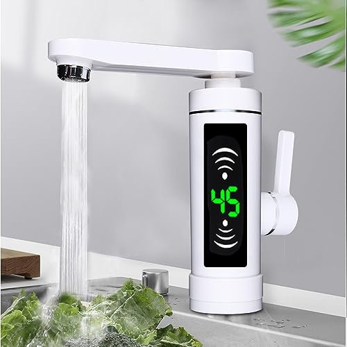 Robinet LED électrique 3000W 360 °, robinet de chauffe-eau électrique instantané, robinet immédiatement chaud pour cuisine de salle de bain, blanc