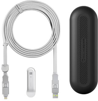 Rolling Square, inCharge XL 300 cm, USB-C-Kabel, Universal-Smartphone-Kabel, Geschenk für Männer, 6-in-1-Universalladegerät für Smartphones, technisches Gadget, Weiß, Lightning-Kabel 100 W