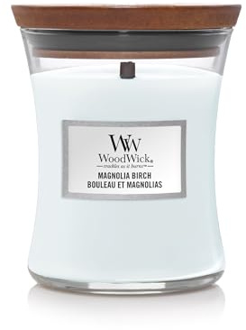 Bougie parfumée Woodwick Magnolia Birch moyenne 275 g