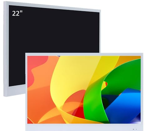 22 Inch Smart White TV, IP65 Waterproof LED TV for Bathrooms and Hotels | 1080P Full HD Android 14 Smart TV with Bluetooth, Wi-Fi and Speakers, Supports Wall or Recessed Installation