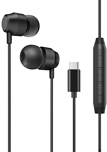 PALOVUE USB C Kopfhörer, In-Ear Typ C Magnetic Earbuds mit Mikrofon Kompatibel mit Galaxy S23 S22 S21 Ultra A54 A53, Google Pixel 7 6 5, One Plus 9 8 7T, iPhone 15 Serie, Schwarz