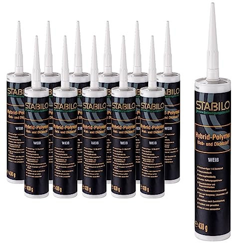 12x Stabilo Hybrid-Polymer 430g - weiß | Universalkleber | Alleskleber | Montagekleber | Klebstoff | Dichtstoff | Kleber | 12 Stück