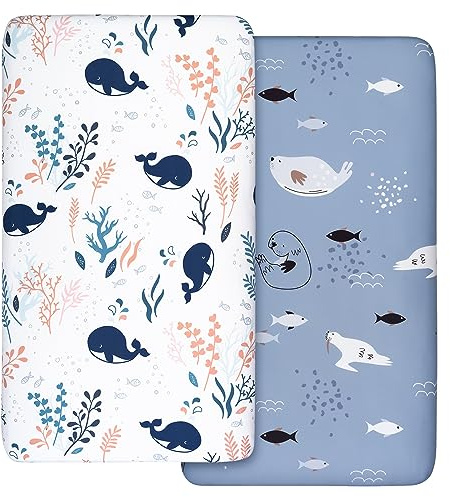 Lot de 2 draps-housses 100 % microfibre respirants, confortables et légers Oeko-tex100, s'adaptent à toutes les formes de matelas de berceau, sablier, ovale (baleines)