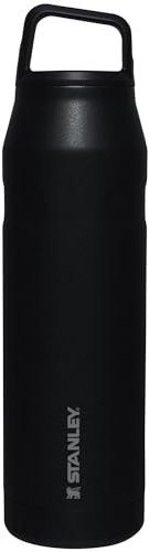 Stanley IceFlow - Botella de tapa y transporte, ligera, a prueba de fugas y aislada para una máxima retención del frío, acero inoxidable 90% reciclado sostenible, brillo negro, 36 onzas