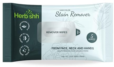 Herbishh Hair Color Stain Remover Wipes - Gentle Formula for Dye Cleanup on Skin - Travel Pack With 5 Safe and Skin-Friendly Wipes (Pack of 1)