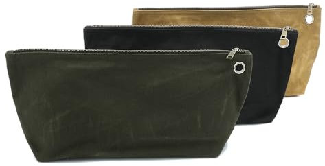 Kaaltisy Canvas Werkzeug Organizer Set, 16OZ Waxed Canvas Tool Organiser Tasche, Vertikaler Werkzeug-Organisator - 3 Farben - Mit Messing-Reißverschluss und Aufhängeschnalle - Groß - 39x19cm