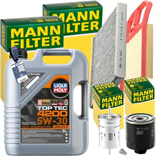 BandelOne enthält Mann Inspektionspaket+5L Liqui Moly 5W-30 Öl passend für Polo 6N Bora Golf 4