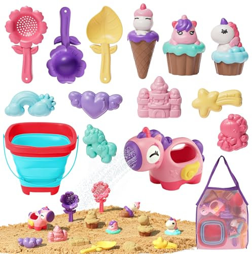 Lehoo Castle Sandspielzeug, Sandkasten Spielzeug mit Strandspielzeug Kinder Tasche, Sand Förmchen, Gießkanne, Eimer, Schaufel Werkzeugsätze, Spielzeug für Den Strand für Jungen Mädchen