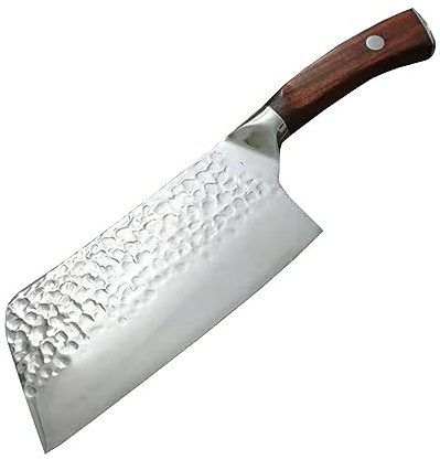 FBITE 7 Couteau de cuisine forgé en acier inoxydable Hacher la viande Couperet Poisson Légumes Trancher Couteau de chef de boucher chinois
