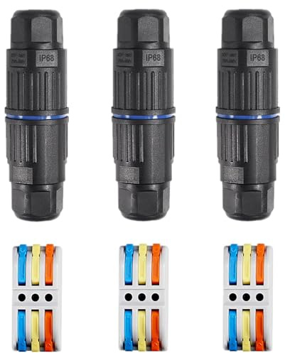 Dealikee 3 Stück Kabelverbinder Wasserdicht IP68, 3-Polig Verteilerdose Außen Erdkabel Abzweigdose Garten Kabelmuffe Verbindungsmuffe Verbindungsbox für Ø3.5-10 mm Kabeldurchmesser