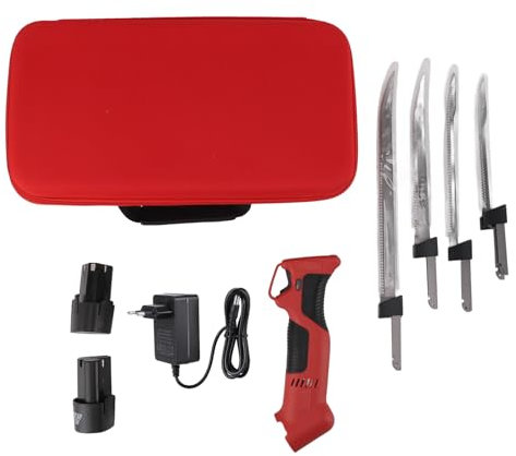 WOHPNLE Couteau à Filet électrique Sans Fil, Couteau électrique Rechargeable Avec 4 Lames, Poignée Antidérapante, Sac à Main Pratique, Couteau électrique Rechargeable Pour la Pêche(EU)