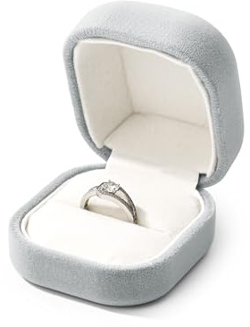 Papten verlobungsring box aus Samt, Dezentes, elegantes Grau,für Hochzeit Verlobung Heiratsantrag Valentinstag