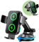 GuMosh Cargador Inalámbrico Coche de 15W [Doble Bobinas], [Sujeción Automática] 360° Rotación Soporte Movil Cargador, Carga Rápida Coche para iPhone 16/15/14/13/12/11, Samsung S25/24/23/S22