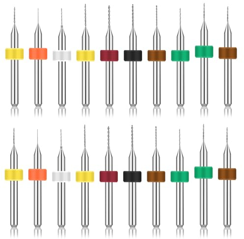 Molain 20 Stück Micro Bohrer Set, 0,3mm - 1,2mm PCB Micro Spiralbohrer Wolframstahl Mini bohrer PCB Druckplatine Gravierbohrer Bits für Harz, Glas, Schmuck, Stanzen, Leiterplatten(0.3mm-1.2mm)
