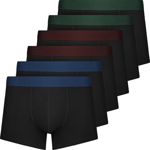 QINCAO Calzoncillos Boxer Hombre, Pack de 6, Sin Logo，Algodón Cómodo