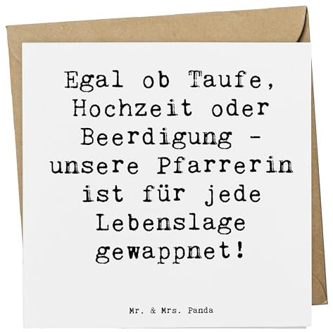 Mr. & Mrs. Panda Deluxe Karte Spruch Pfarrerin Immer Da - Geschenk, Beruf, Berufe, Präsenz, Geschenke mit Herz, Feierlichkeit, Hochwertige Klapp, Mitgefühl, Geburtstags, Berufung, Einladungs