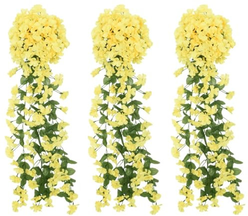 UJCHVHN Decor Künstliche Blumengirlanden 3 Stück Gelb 85 cm Kränze & Girlanden