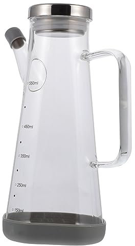 COLLBATH Premium Ölflasche Aus Borosilikatglas 550ml Mit Skala Küchenölbehälter Für Grillen Picknick Abnehmbare Abdeckung Hitzebeständig Und Spülmaschinengeeignet