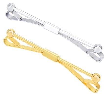 2PCS Hemd Kragen Clips Männer Krawatte Kragen Bar Pin Klassische Kragen Clip Hemd Kragen Halter Cravat Revers Stick Brosche Pins für Hochzeit Männer Anzug Zubehör Business Geschenke (Silber+Gold)
