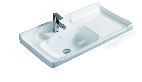 Lavello da incasso，lavabo lavanderia，vasca da bagno o lavelli da cucina，Con rubinetto, con piano di lavoro, adatto per cucina, piano di lavoro, esterno, ristorante, lavanderia, bar.(100 * 47cm)