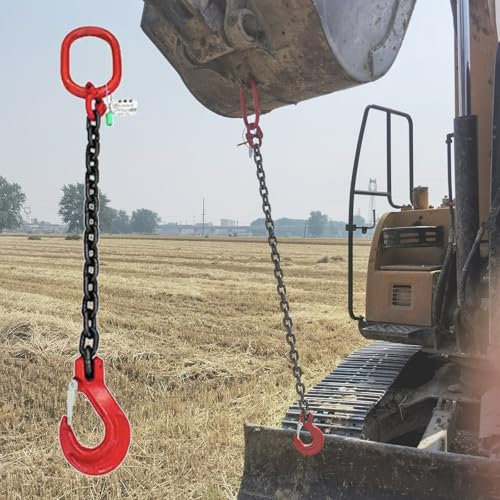 Chaine de Levage Chaînes D'haltérophilie En Acier Lourd, Élingue De Chaîne À 4 Pattes 100 Cm Pour Le Déplacement D'équipement Lourd En Usine/entrepôt, Chaîne De Levage De Moteur En Acier G80 Mn Avec C