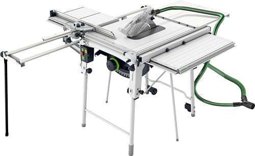 Festool Table Saw TKS 80 EBS-Set with SawStop AIM Technology | 80 mm cutting height, extendable table surface, CLEANTEC dust extraction port, folding stand with transport wheels