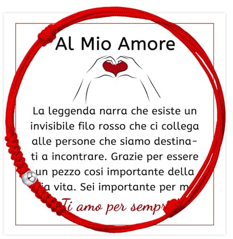 FANCIBAND Bracciale Portafortuna Filo Rosso del Destino, Braccialetto in Corda Intrecciata Fatto a Mano con Perline d'argento 925, Bracciale Amicizia Regolabile, Regalo per la Famiglia