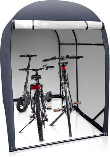 WIELS Garage per bicicletta, 2 biciclette, 3,4 m³, riparo per bicicletta, 178 x 123 x 165 cm, capanno per biciclette, casetta per attrezzi, capanno da giardino, garage per tenda, antracite (antracite
