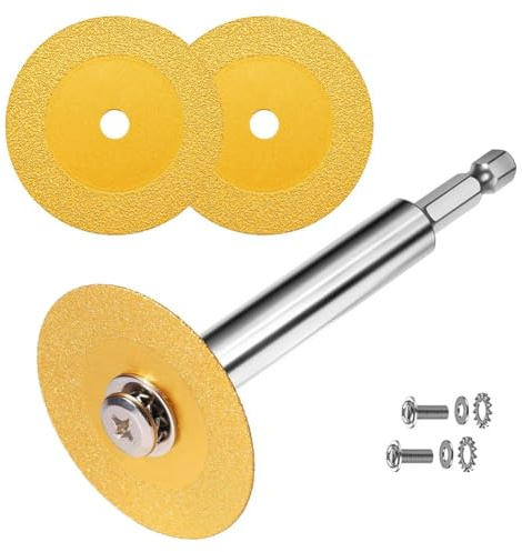 Roxvue Vástago Hexagonal de 1/4 Pulg. con 2 Cuchillas de Corte de Diamante para Cortador de Tubos de PVC, Disco de Corte de Mini Vasos para Cortar Vidrio, B
