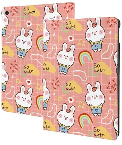 Funda compatible con iPad de 9ª, 8ª y 7ª generación, compatible con iPad 10.2, función atril, encendido y apagado automático, funda para tablet con diseño de conejo tan lindo
