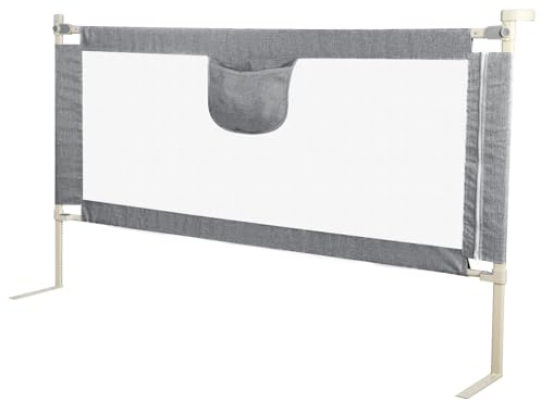 Willonin Barrière de lit pour Les Tout-Petits, Barriere de securite Enfant lit, réglable en Hauteur, Barriere lit Adulte Bebe, Protection Contre Les Chutes,70-99 (150cm-gris)