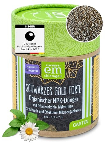 EM-Chiemgau® Organischer Bio Universal Langzeitdünger [Terra Preta] Dünger mit Pflanzenkohle, Mykorrhiza & EM - für alle Pflanzen – Fördert Humusaufbau & Bodenfruchtbarkeit (400 g)