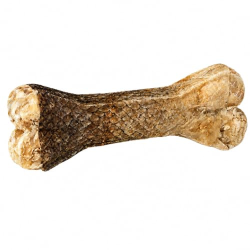 GUSTO PETS tuggben för hund med laxhud 12 cm – 100 % naturligt hundmellanmål från nötkött hud och lax, tillskottsfoder, rik på protein och omega-3-fettsyror, tillverkad i EU