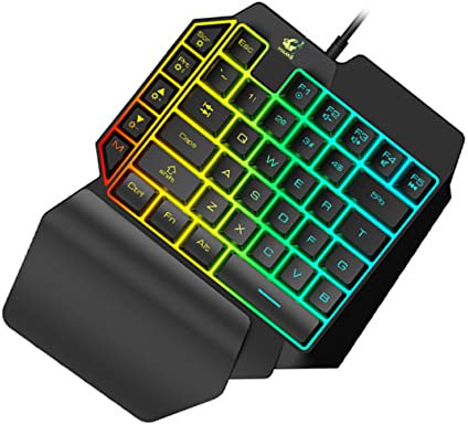 Mipcase Clavier pour Ordinateur Portable Rétroéclairé À Une Main pour Jeu Noir