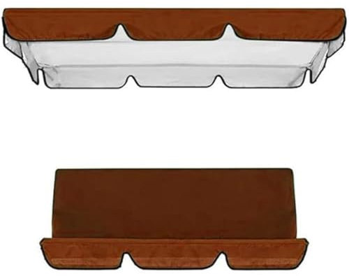 Cubierta Toldo para Columpio Impermeable, Fundas para Balancin Jardin Exterior, Impermeable Protección UV, Recambio Fundas Columpio Extraíble y Toldo(Coffe,Top:142 * 120 * 18cm)