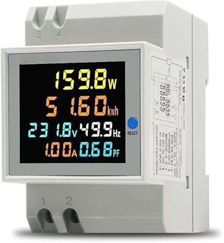 Single Phase Energy Meter Din Rail Electricity Usage Monitor AC 40-300V 100A Voltmeter Ammeter Watt Kwh Frequency Power Meter Built-in CT 110V (D52-2066-WIFI Built-in-CT)