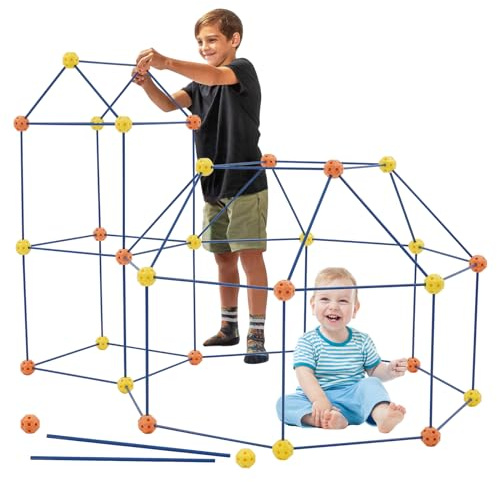 Fort Building Kit für Kinder, 158 Stück DIY Schloss BAU Spielen Zelt Indoor & Outdoor, STEM BAU Spielzeug, Bildungsgeschenk für Mädchen und Jungen