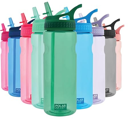 Polar Gear Aqua Grip Water Bottle – BPA-Free Reusable Water Bottles With Straw – 650ml Sports Water Bottle Perfect for Gym, Cycling & Work