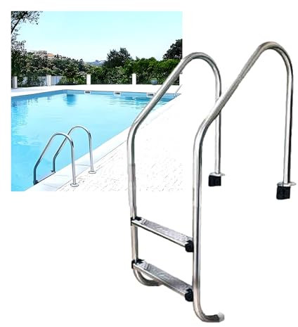 Swimming Pool Ladder,2/3 Steps Stainless Steel Step,Pool Device with Pedal and Handrail,Easy to Install,Silver(2 steps,1.2mm)