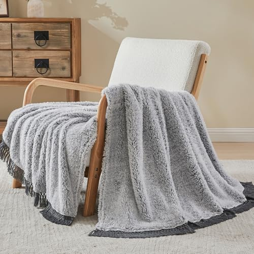 EMME Kuscheldecke Sherpa Decke 150x200 Dicke Warm Flauschig Grau Sofadecke | OEKO-TEX Doppelgesicht Elegant Sofadecke Thermo Extra Weich Gemütlich Wendbar Flauschig Wohndecke Für Couch & Bett Erwachsene