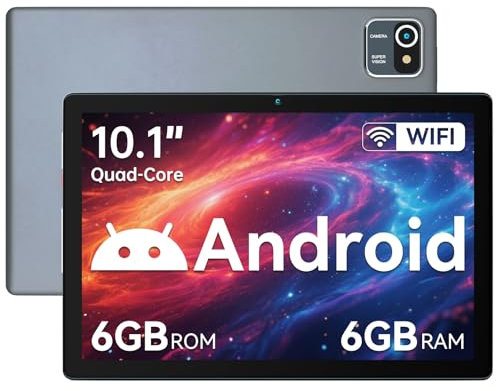 Tablet 10 Zoll Android Tablets 6 GB RAM + 64 GB ROM Quad-Core 5000 mAh 1280 x 800 HD-Touchscreen 5MP + 8 MP HD-Kamera Bluetooth 5.2 Tablet-PC (Grau)